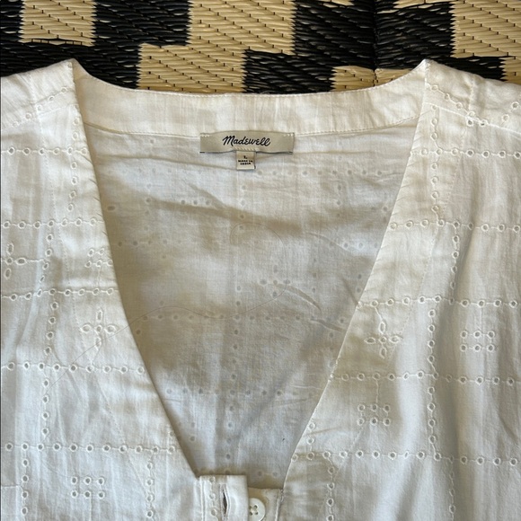 EUC Madewell Cream Eyelet Button-Down Mini Dress - Picture 2 of 5